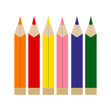 vector illustration set of colored pencils, back to school. Vector stationery in flat style