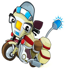 cartoon scene with funny looking ambulance motorcycle illustration for children
