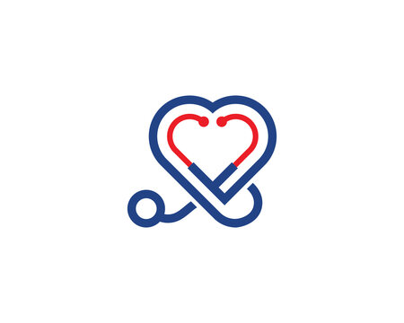 Medical logo caring a heart symbol icon Royalty Free Vector