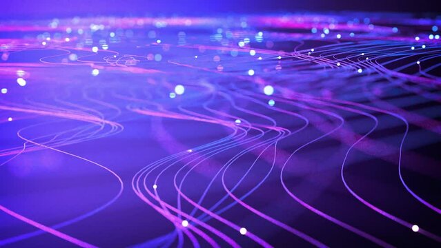 4k particle waves with animated light spheres in abstract space environment