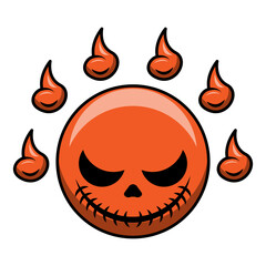 round skull devil head symbol for halloween preparation