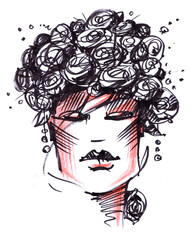 Fashion Woman. Glamor Style. Fashion lady. Head sketch. Girl face