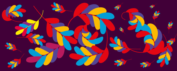 background with flowers pattern, Colorful leaf pattern design. Vector illustration