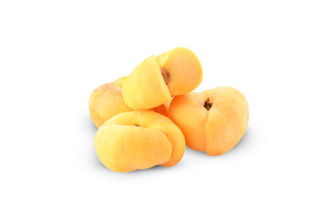Fototapeta na wymiar fresh yellow peach donut isolated on white background