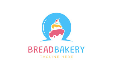 Birthday Cake, Sweet Cake, Cherry Cake Logo Template