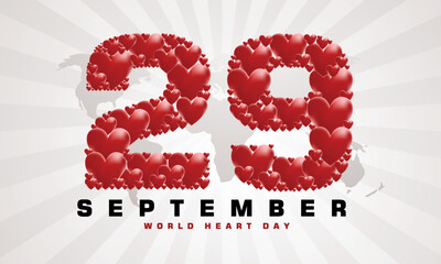 Worl Heart Day Background With Heart Shape Typography of 29