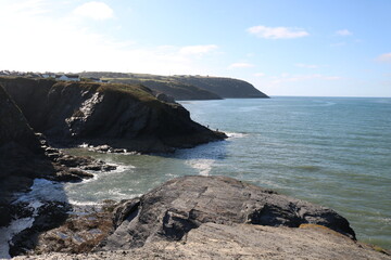 Fototapeta na wymiar cliffs of Tresaith at the coast