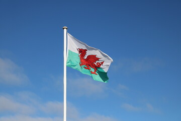 Welsh flag on sky