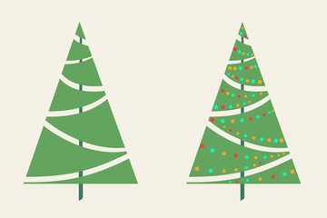 Vector drawing of Christmas trees on a white background.