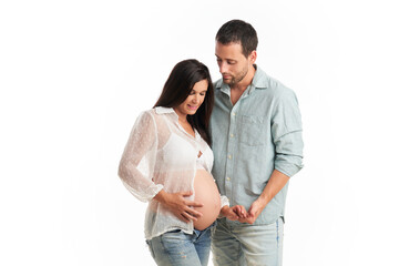 Fototapeta premium a young couple waiting for the birth of their baby. pregnant woman with her husband