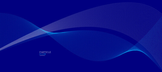 Dark blue airy particles flow vector design, abstract background with wave of flowing dots array, digital futuristic illustration, nano technology theme.