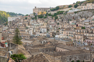 Fototapeta premium Panoramic view of the city of Modica in Sicily, Italy. For its masterpieces the city is one of the most significant examples of late Baroque architecture.