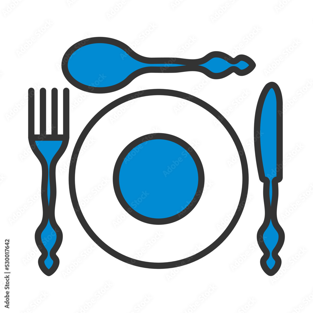 Poster icon of silverware and plate