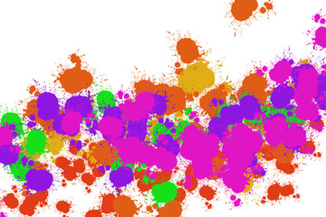 Obraz premium Splash paint Colorful dot red yellow green red gray color watercolor Paint on white paper background abstract pattern artwork Contemporary arts, Artistic paper, space for frame copy write postcard