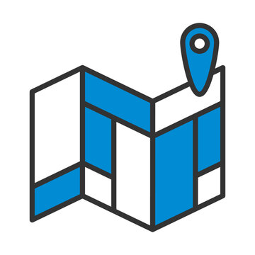 blue map with location pin clip art preview