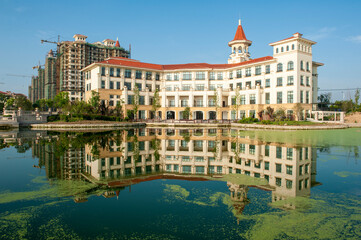 Naklejka premium Chinese living quarters, residential buildings.