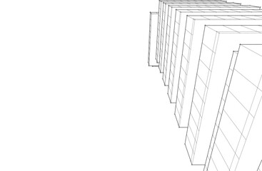 abstract architecture drawing 3d illustration