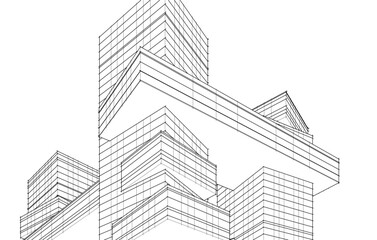 abstract architecture drawing 3d illustration