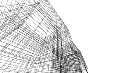 abstract architecture drawing 3d illustration