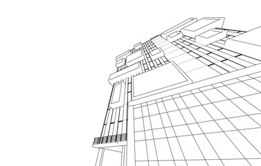 abstract architecture drawing 3d illustration