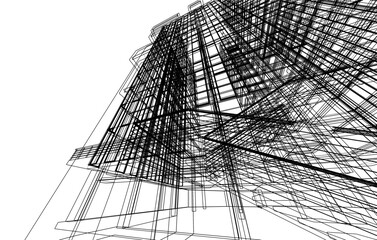 abstract architecture drawing 3d illustration