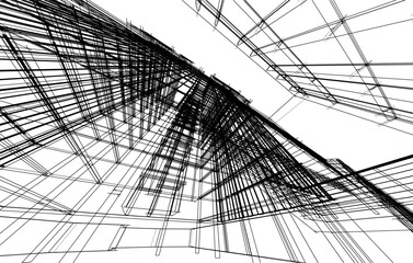 abstract architecture drawing 3d illustration