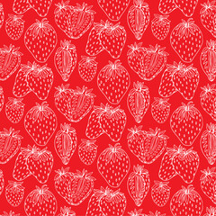 Seamless pattern with silhouette of strawberries