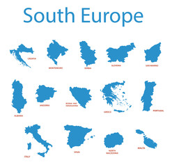 south europe - vector maps of territories - 530020254