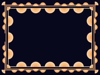 Art deco frame. Vintage linear border. Design a template for invitations, leaflets and greeting cards. Geometric golden frame. The style of the 1920s - 1930s. Vector illustration