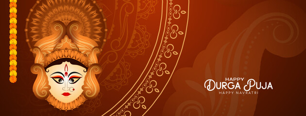 Durga Puja and Happy navratri festival stylish celebration banner design