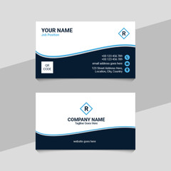 Blue and White Professional Business Card Template Design with QR Code