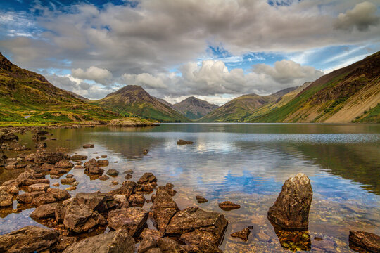 Wast Water Lake with Scafell Pike in the  distance