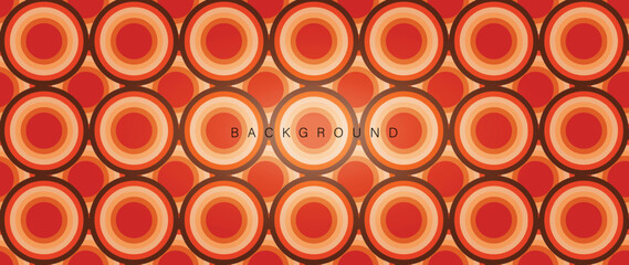 Abstract simple 70s background vector. Vintage retro style wallpaper with circle shape, colorful geometric shapes. 1970 color illustration design suitable for poster, banner, decorative, wall art.