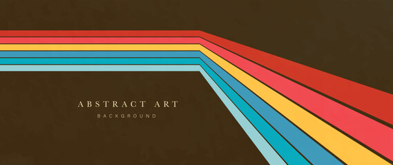 Abstract simple 70s background vector. Vintage retro style wallpaper with lines, colorful stripes, rainbow. 1970 color illustration design suitable for poster, banner, decorative, wall art. © TWINS DESIGN STUDIO