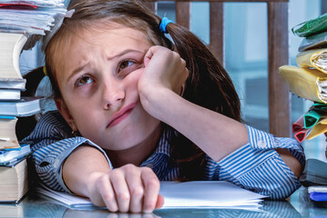 Burnout and failure at work concept. Angry and exhausted young office business girl losing temper...