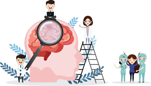 Hemorrhagic brain stroke concept. Apoplexy, cerebral hemorrhage, headache problem. Apoplectic and cva disease, bleeding in human head.
