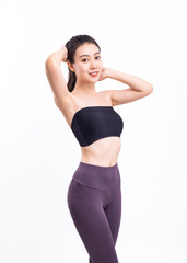 Fototapeta premium Beautiful women stretch in fashionable sportswear