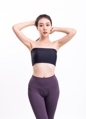 Fototapeta premium Beautiful women stretch in fashionable sportswear