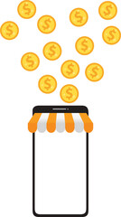 Shopping Online on Mobile phone Application Concept and Digital marketing promotion.