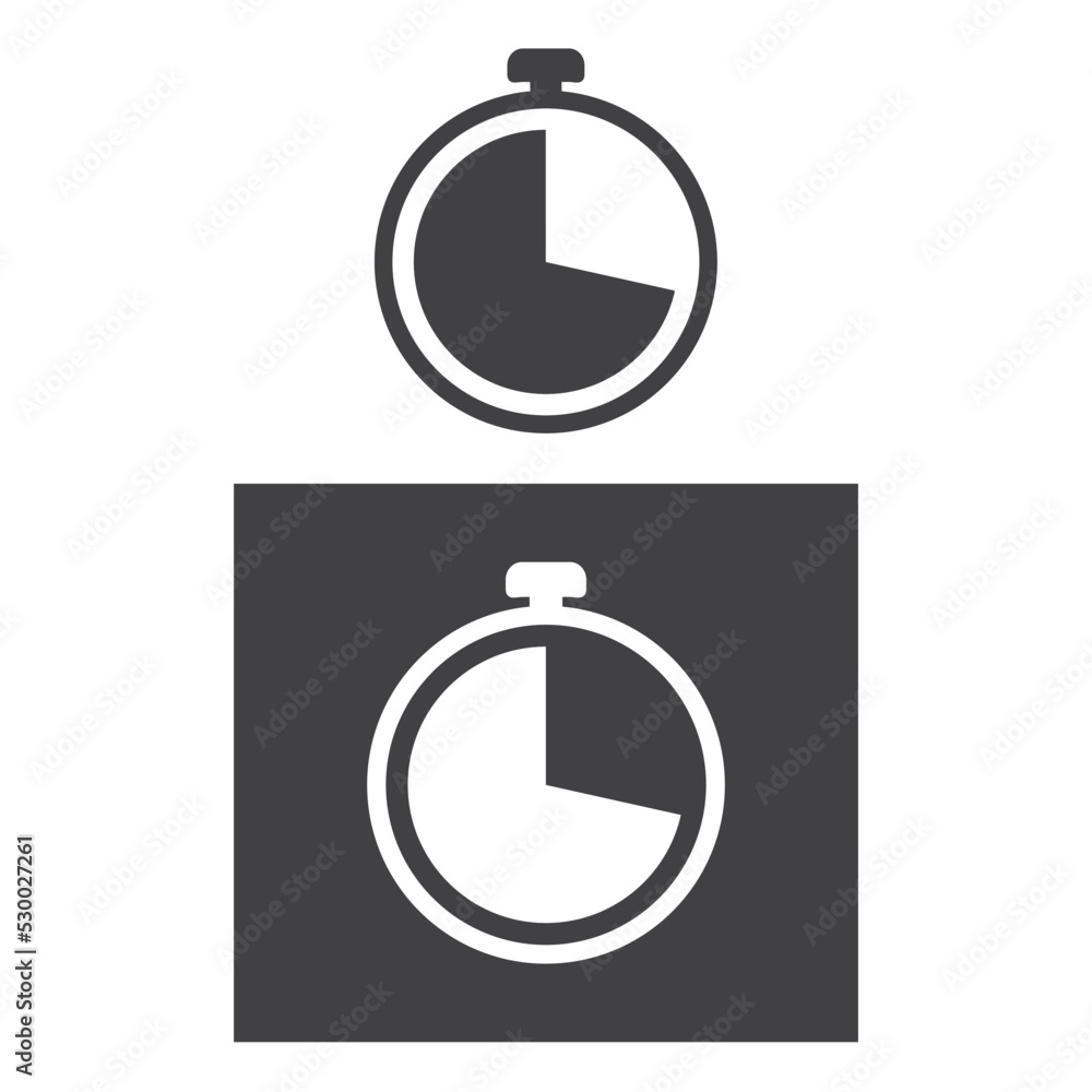 Poster clock vector, icon in two different versions.