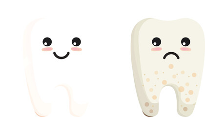 Cute tooth characters. To brush your teeth with toothpaste. Oral hygiene, teeth cleaning.