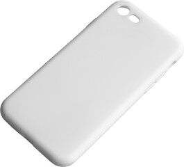 Mockup plastic white phone case, png, stylish smartphone protection, isolated.