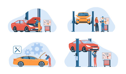 Car service concept set. Vector illustration.