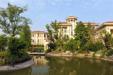 Obraz premium Chinese living quarters, residential buildings.