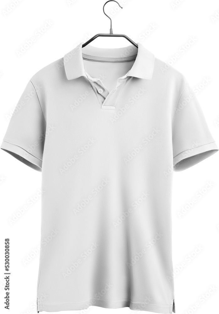 Sticker White polo mockup, png, mens t-shirt on a hanger, isolated. - Stickers