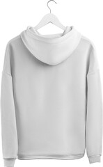 White hoodie mockup on a hanger, png, fashionable universal clothing, isolated.