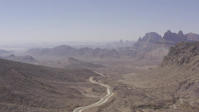 Aerial, Mountainous Tabuk Region, Saudi Arabia