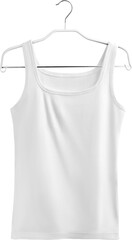 White t-shirt mockup, on a hanger, png, fashionable underwear, isolated.