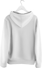 White hoodie mockup on a hanger, png, fashionable universal clothing, isolated.
