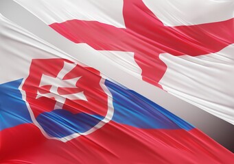 Abstract Slovakia Flag, next to England Flag 3D Render(3D Artwork)